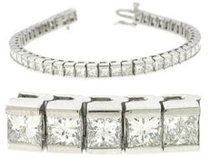 4.5CT DIAMOND 14KT WHITE GOLD CLASSIC PRINCESS CHANNEL INVISIBLE TENNIS BRACELET