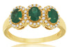1.21CT DIAMOND & AAA EMERALD 14KT YELLOW GOLD 3D OVAL 3 STONE ANNIVERSARY RING