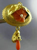 ANTIQUE LARGE AAA CORAL 14KT YELLOW GOLD 3D HANDCRAFTED FLOWER BROOCH PIN #26474