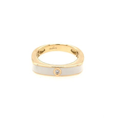.03CT DIAMOND & WHITE ENAMEL 18KT YELLOW GOLD 3D CLASSIC SQUARE ETOILE FUN RING