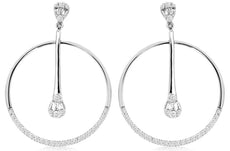 ESTATE .50CT DIAMOND 14KT WHITE GOLD 3D CIRCULAR TEAR DROP FUN HANGING EARRINGS