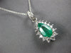 1.96CT DIAMOND & COLOMBIAN EMERALD 14K WHITE GOLD PEAR SHAPE HALO PENDANT #27053
