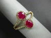 ESTATE WIDE 1.22CT DIAMOND & AAA OVAL RUBY 14KT ROSE GOLD DOUBLE HALO LOVE RING