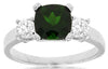 1.90CT DIAMOND & AAA RUSSALITE 14K WHITE GOLD 3D CUSHION & ROUND ENGAGEMENT RING