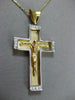ESTATE LARGE .35CT DIAMOND 14KT TWO TONE GOLD 3 DIMENSION CROSS PENDANT #9875