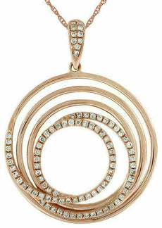 .28CT DIAMOND 14KT ROSE GOLD CIRCLE OF LIFE LOVE KNOT MULTI ROW FLOATING PENDANT