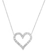 ESTATE 1.30CT DIAMOND 14KT WHITE GOLD 3D CLASSIC OPEN HEART LOVE NECKLACE