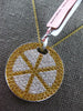 3.57CT DIAMOND & AAA YELLOW SAPPHIRE 18KT WHITE GOLD CIRCULAR PIZZA PIE PENDANT