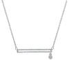 ESTATE .20CT DIAMOND 14K WHITE GOLD CLASSIC RECTANGULAR BAR FLOWER LOVE NECKLACE