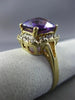 ESTATE LARGE 5.28CT DIAMONDS & AAA AMETHYST 14K YELLOW GOLD HALO SQUARE FUN RING