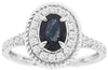 LARGE 1.52CT DIAMOND & AAA SAPPHIRE 14K WHITE GOLD OVAL FILIGREE ENGAGEMENT RING