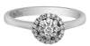 ESTATE .20CT DIAMOND 18K WHITE GOLD 3D CLASSIC HALO FLOWER CIRCULAR LOVE RING