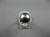 ESTATE LARGE .47CT DIAMOND & AAA TAHITIAN PEARL 18KT WHITE GOLD FLOWER LOVE RING