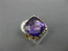 ESTATE LARGE 5.28CT DIAMONDS & AAA AMETHYST 14K YELLOW GOLD HALO SQUARE FUN RING