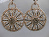 ANTIQUE 3.49CT DIAMOND 18KT ROSE GOLD FLORAL SNOWFLAKE HANGING EARRINGS