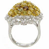 EXTRA LARGE 6.07CT MULTI COLOR DIAMOND 18KT 2 TONE GOLD MULTI SHAPE CLUSTER RING