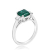ESTATE LARGE 2.15CT DIAMOND & AAA EMERALD 18K WHITE GOLD SQUARE & TRAPEZOID RING
