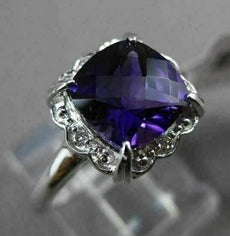 ANTIQUE 2.04CT DIAMOND & AAA AMETHYST 14KT WHITE GOLD EXTRA FACET FILIGREE RING
