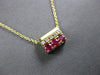 SMALL .37CT DIAMOND & AAA RUBY 14KT YELLOW GOLD 3D SQUARE FUN FLOATING PENDANT