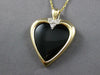 LARGE .15CT DIAMOND & ONYX 14KT YELLOW GOLD HEART SHAPE PENDANT ENHANCER #27044