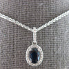 ESTATE .8CT DIAMOND & AAA SAPPHIRE 14KT WHITE GOLD 3D OVAL & ROUND PENDANT 28160