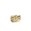ESTATE WIDE .64CT DIAMOND 18KT 2 TONE GOLD MULTI ROW CRISS CROSS FUN LOVE RING