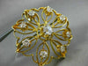 ANTIQUE LARGE 1.51CT DIAMOND 14KT YELLOW GOLD FLOWER ETOILE FILIGREE BROOCH PIN