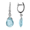 5.19CT DIAMOND & AAA AQUAMARINE 14KT WHITE GOLD 3D PEAR SHAPE & ROUND EARRINGS