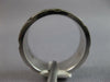 WIDE 14K WHITE GOLD HANDCRAFTED BRICK DESIGN MATTE & SHINY MENS ANNIVERSARY RING