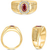 WIDE 1.10CT DIAMOND & AAA RUBY 18KT YELLOW GOLD 3D OVAL & ROUND SQUARE MENS RING