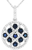 1.15CT DIAMOND & AAA SAPPHIRE 14K WHITE GOLD 3D ROUND CRISS CROSS ETOILE PENDANT