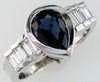 .67CT DIAMOND & AAA SAPPHIRE 14KT WHITE GOLD 3D PEAR & BAGUETTE ENGAGEMENT RING