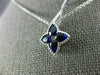 ESTATE 1.04CT DIAMOND & AAA SAPPHIRE 18K WHITE GOLD FLOWER STAR MILGRAIN PENDANT