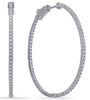 ESTATE LARGE 1.19CT DIAMOND 14KT WHITE GOLD 3D INSIDE OUT HOOP HANGING EARRINGS
