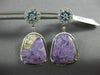 LARGE 12.8CT WHITE & BLUE DIAMOND & AAA AMETHYST 14K WHITE GOLD HANGING EARRINGS
