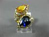 ESTATE LARGE 5.50CT DIAMOND AAA BLUE & YELLOW SAPPHIRE 18K YELLOW GOLD 3D RING