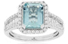 2.50CT DIAMOND & AAA AQUAMARINE 14KT WHITE GOLD EMERALD CUT HALO ENGAGEMENT RING