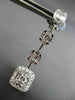 ESTATE 1.85CT DIAMOND 18KT WHITE GOLD JOURNEY HALO SQUARE STUD HANGING EARRINGS