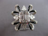 EXTRA LARGE 3.94CT DIAMOND & BLACK ENAMEL 18K WHITE GOLD 3D FLOWER COCKTAIL RING