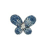 ESTATE LARGE .98CT DIAMOND & AAA SAPPHIRE 18KT WHITE GOLD 3D BUTTERFLY LOVE RING