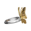 ESTATE 1.04CT WHITE & FANCY YELLOW DIAMOND 18KT 2 TONE GOLD BUTTERFLY LOVE RING