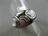 ESTATE WIDE .32CT DIAMOND 14KT WHITE GOLD AAA MOTHER OF PEARL 3D LEAF FUN RING