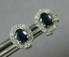 ESTATE .70CT DIAMOND & AAA SAPPHIRE 14KT WHITE GOLD 3D OVAL HALO STUD EARRINGS