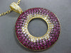 LARGE DIAMOND & RUBY & PINK SAPPHIRE 18K YELLOW GOLD MULTI ROW CIRCULAR PENDANT
