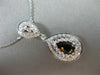ESTATE LARGE 1.30CT DIAMOND & SMOKY TOPAZ 14KT WHITE GOLD MILGRAIN PEAR PENDANT