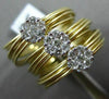 ESTATE LARGE .54CT DIAMOND 18K 2 TONE GOLD 3 FLOWER MULTI BAND FLEXIBLE FUN RING