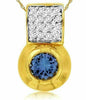 ESTATE .68CT DIAMOND & AAA TANZANITE 14KT YELLOW GOLD 3D ETOILE BEZEL PENDANT