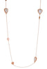 LONG .01CT DIAMOND & AAA MOTHER OF PEARL 18K ROSE GOLD MULTI HEART LOVE NECKLACE