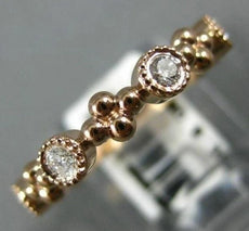 ESTATE .36CT DIAMOND 14KT ROSE GOLD 3D FLOWER FILIGREE MILGRAIN ANNIVERSARY RING