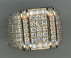 ESTATE LARGE 4.29CT DIAMOND 14K YELLOW GOLD 3D MULTI ROW UNISEX ANNIVERSARY RING